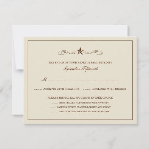 Off-white &amp; Brown Western RSVP (WITH MENU ITEMS)