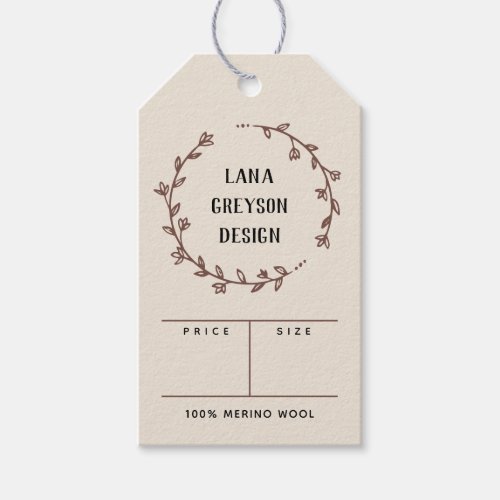 Off White Brown Wreath Social Media Price Gift Tags