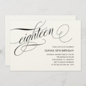 Off White Contemporary 18th Birthday Invitations (Front/Back)