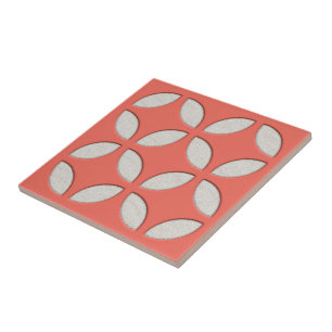 Off-White Coral Salmon Peach Orange Mosaic Ar Ceramic Tile