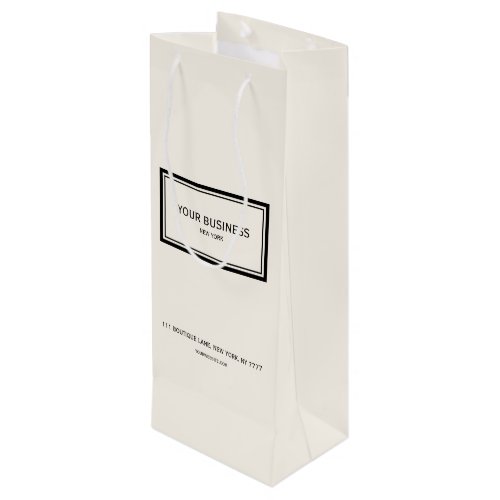 Off White Custom Business Name Promotional Chic Wine Gift Bag