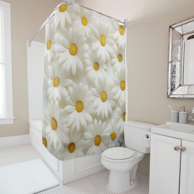 off-white daisy sunset Shower Curtain (In Situ)