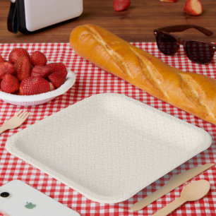 Off-white fabric with a subtle, repeating, small p paper plates