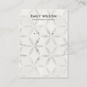 OFF WHITE FLORAL LONG NECKLACE EARRING DISPLAY BUSINESS CARD