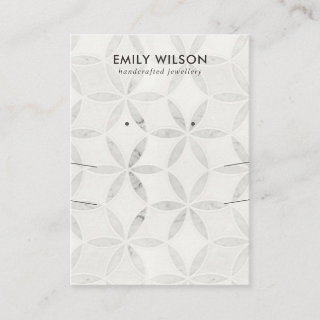 OFF WHITE FLORAL LONG NECKLACE EARRING DISPLAY BUSINESS CARD (Front)