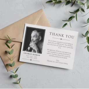 Off-White Gray Minimalist Photo Sympathy Thank You Card