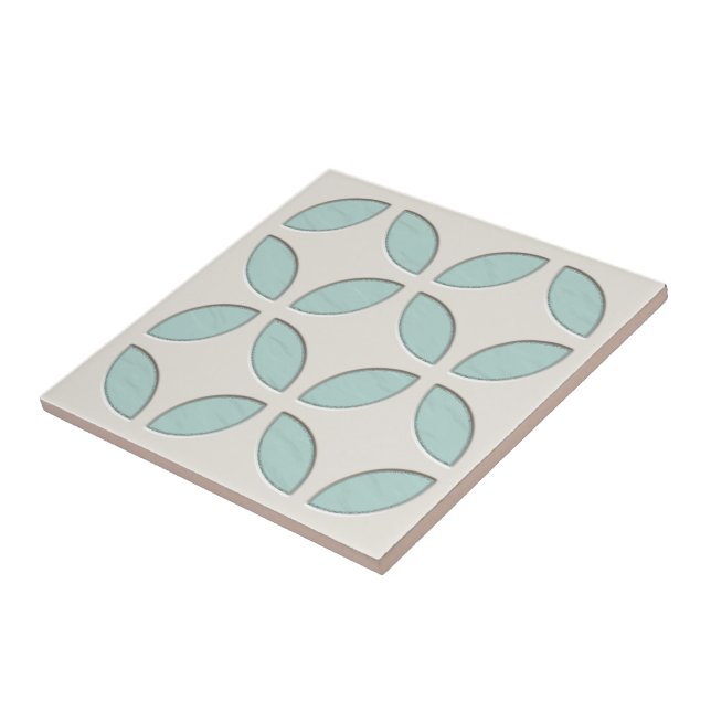 Off-White Gray Seafoam Green Ethnic Mosaic Art Ceramic Tile (Side)