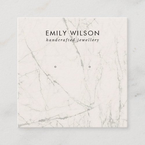 OFF WHITE GREY MARBLE TEXTURE STUD EARRING DISPLAY SQUARE BUSINESS CARD