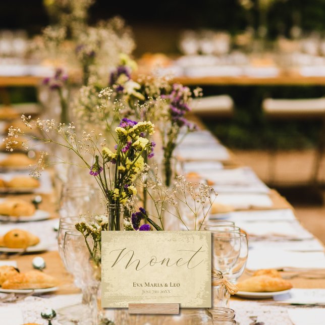 Off-White Grunge Edge Custom Table Name Table Number (Creator Uploaded)