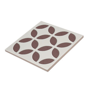 Off-White Ivory Dark Brown Ethnic Mosaic Art Ceramic Tile