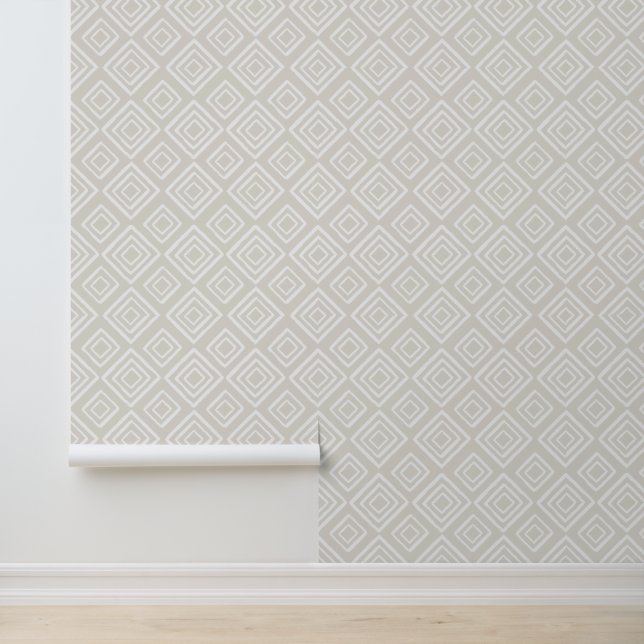 Off White Minimalist Geometric Pattern Wallpaper (Application)