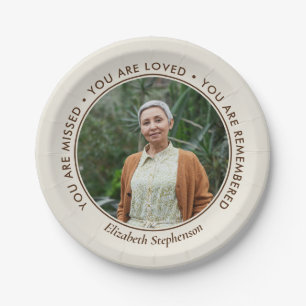 Off-White Missed Loved Remembered Photo Memorial Paper Plates