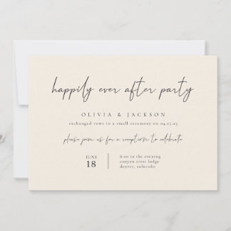 Off White Modern Happily Ever After Party Invite