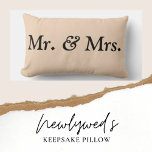 Off White Mr Mrs Wedding Accent Pillow<br><div class="desc">This Mr. and Mrs. pillow is the perfect addition to your newlywed bed or sofa. It features a delicate, off-white design with black text that reads "Mr." and "Mrs." in elegant typography. A lovely way to show off your relationship status while keeping it classy! Makes a great Wedding or Anniversary...</div>