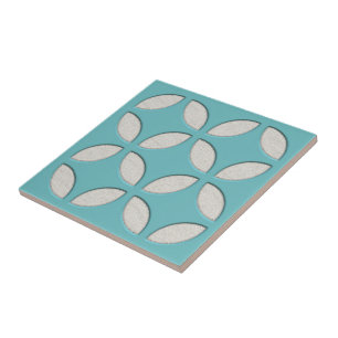 Off-White Ocean Turquoise Blue Mosaic Art Ceramic Tile