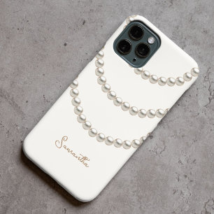 off white Pearl necklaces iPhone 15 Pro Max Case