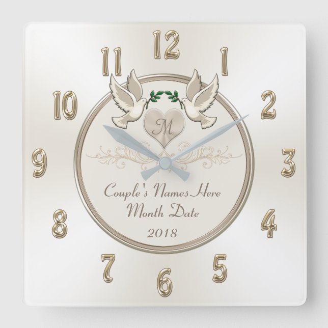 Off White Personalized Wedding Gifts Wedding Clock (Front)
