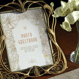 Off-White Pimpernel Photo Guestbook Sign Vintage