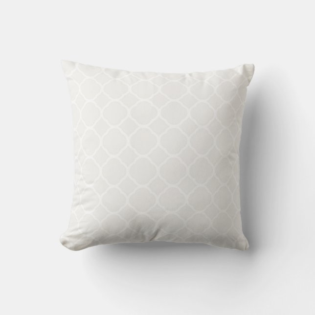 Off White Quatrefoil Pattern Neutral Tone Throw Pillow (Front)