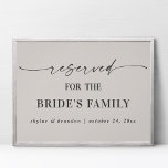 Off-white Reserved For Bride&#39;s Family Wedding Sign at Zazzle