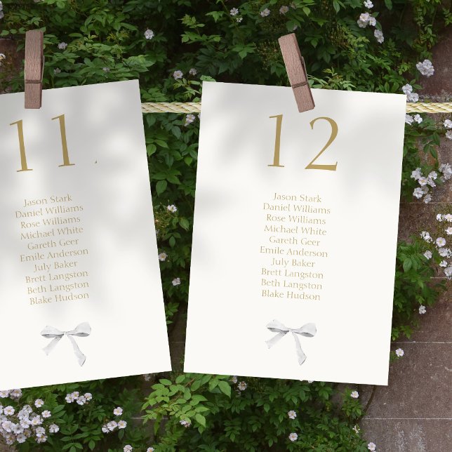 Off White Ribbon Wedding Table Nr & Seating Card (Creator Uploaded)