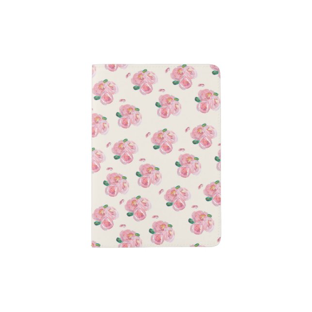 Off White Roses Passport Holder (Front)