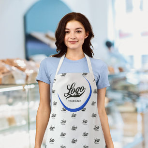Off white Royal blue Business logo Company brand Apron
