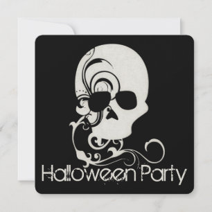 Off White Scary Skull Halloween Party Invitation