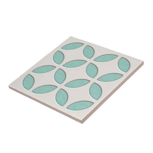 Off_White Seaglass Turquoise Green Mosaic Art Ceramic Tile