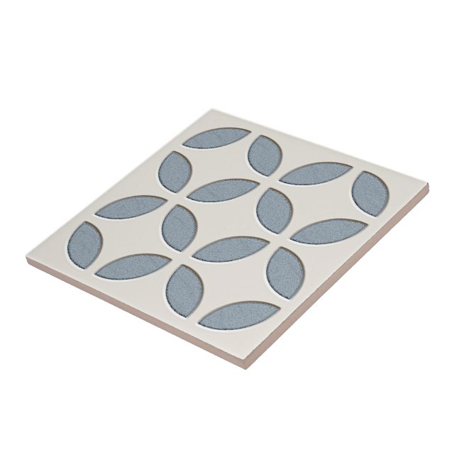 Off-White Slate Gray Blue Ethnic Mosaic Art Ceramic Tile (Side)