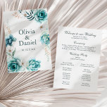 Off-White & Teal Floral Wedding Program<br><div class="desc">Introducing the new member of one of our most popular collections: the Off-White & Teal Floral Wedding Program. Featuring a captivating watercolor illustration of beautiful teal and white florals and botanicals,  this wedding program adds a touch of boho romantic elegance to your wedding decor.</div>