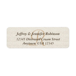 Off White Textured Rustic Monogram Address Label