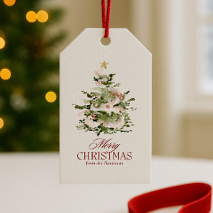 Off-white Watercolor Christmas Tree Gift Tag