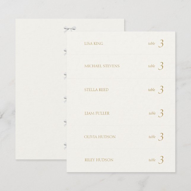 Off White | White Ribbon Place Name Escort Card (Front/Back)
