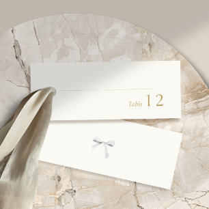 off white  White Ribbon Wedding Place Name Escort  Mini Business Card