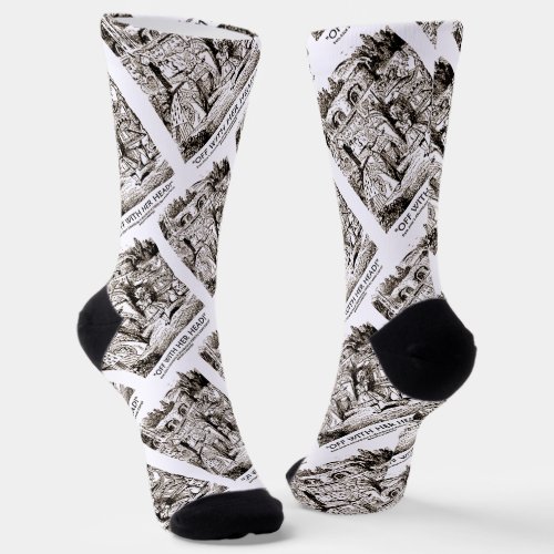 Off With Her Head Wonderland Alice Queen Quote Socks