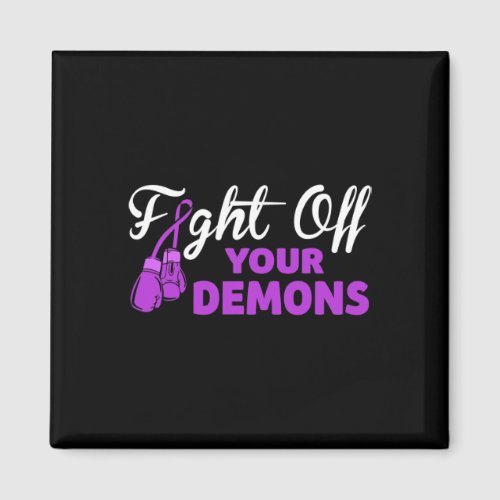 Off Your Demons Purple Ribbon Boxing Gloves Overdo Magnet