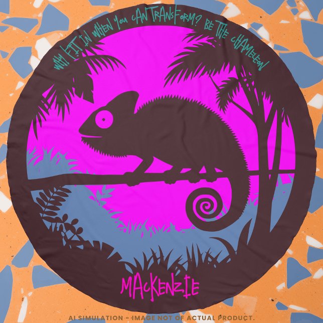 Offbeat Chameleon Purple, Glaucous & Fuchsia Round Beach Towel (Creator Uploaded)