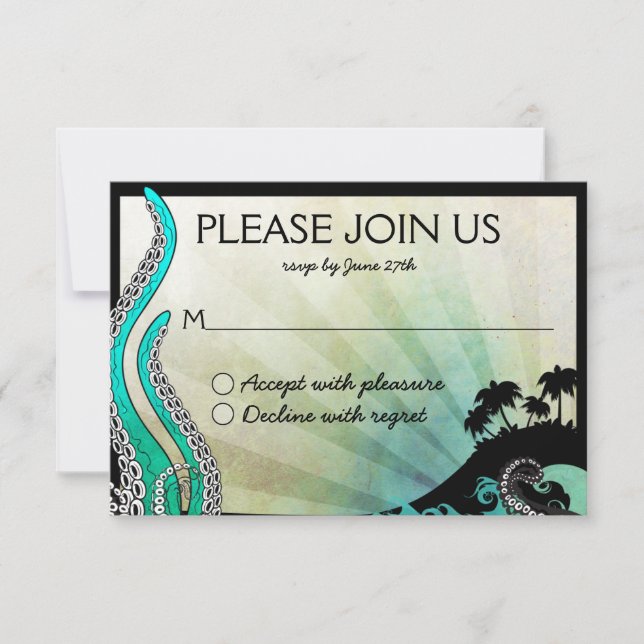 Offbeat Island Destination Wedding RSVP Card (Front)