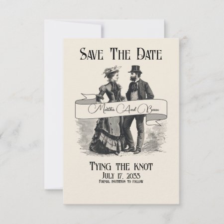 Offbeat Wedding Save The Date, Victorian Save The Date