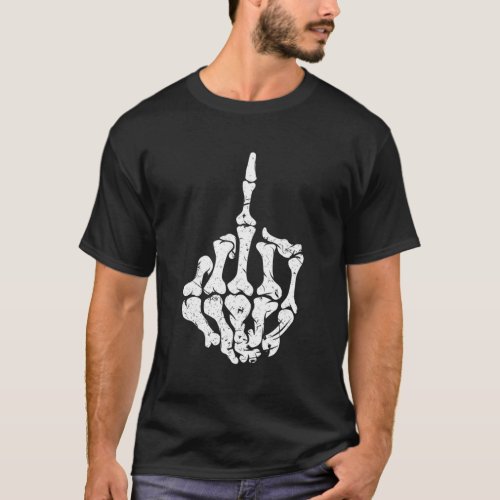 Offensive Biker Middle Finger Skull T_Shirt