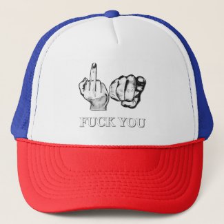 Offensive caps, fuck you hands gesture cartoon trucker hat