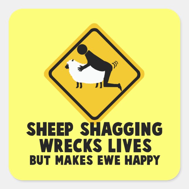 Offensive funny sheep square sticker (Front)