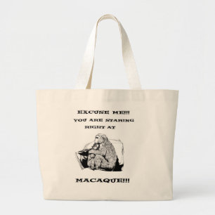 offensive humor Funny Macaque monkey Large Tote Bag
