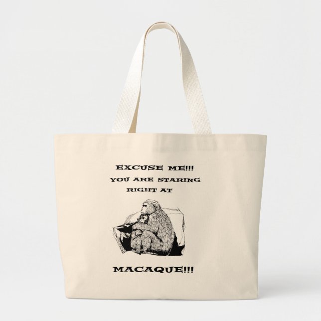 offensive humor Funny Macaque monkey Large Tote Bag (Front)