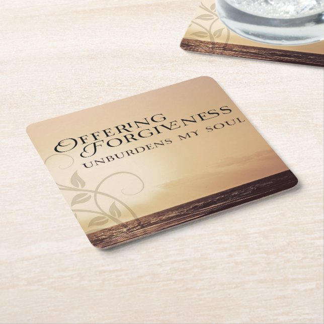 Offering Forgiveness Square Paper Coaster (Angled)