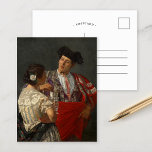 Offering Panal to the Bullfighter | Mary Cassatt Postcard<br><div class="desc">Offering the Panal to the Bullfighter (1873) by American impressionist artist Mary Cassatt. This oil on canvas painting depicts a young woman flirtatiously offering a glass of water to a bullfighter, who dips panal (honeycomb) into it to make a refreshing drink. Cassatt made several paintings of local Spanish customs during...</div>