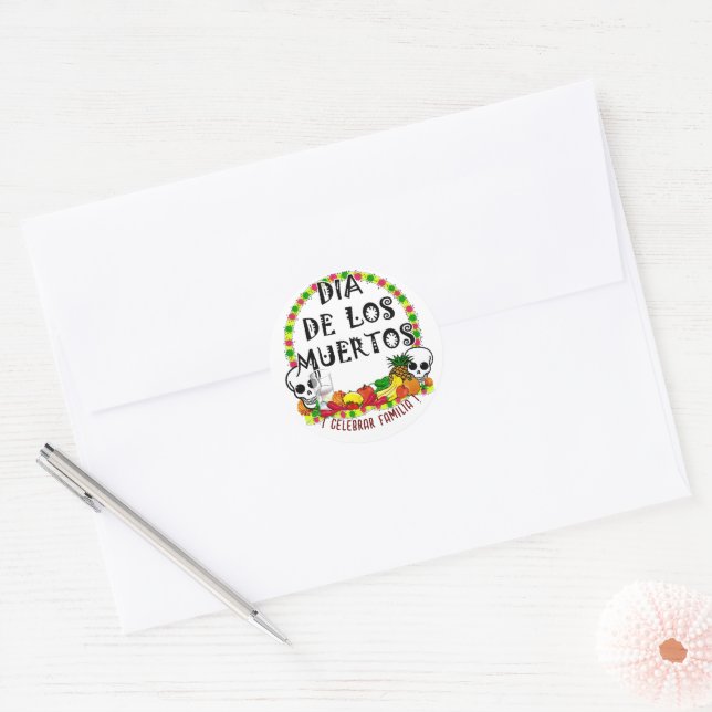 Offerings For Dia De Los Muertos Classic Round Sticker (Envelope)