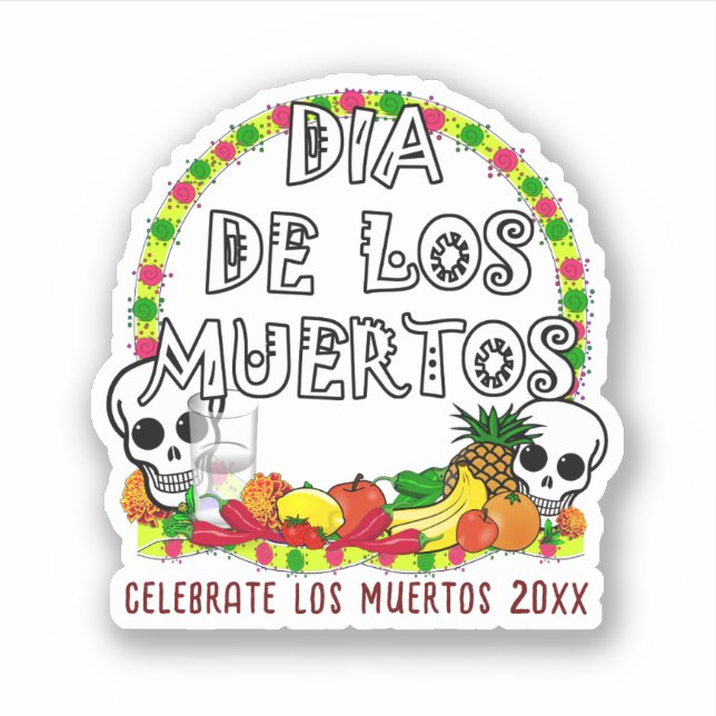Offerings For Dia De Los Muertos Sticker (Front)