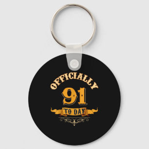 Offically 91 Years Old Today 91st Birthday Gift Keychain